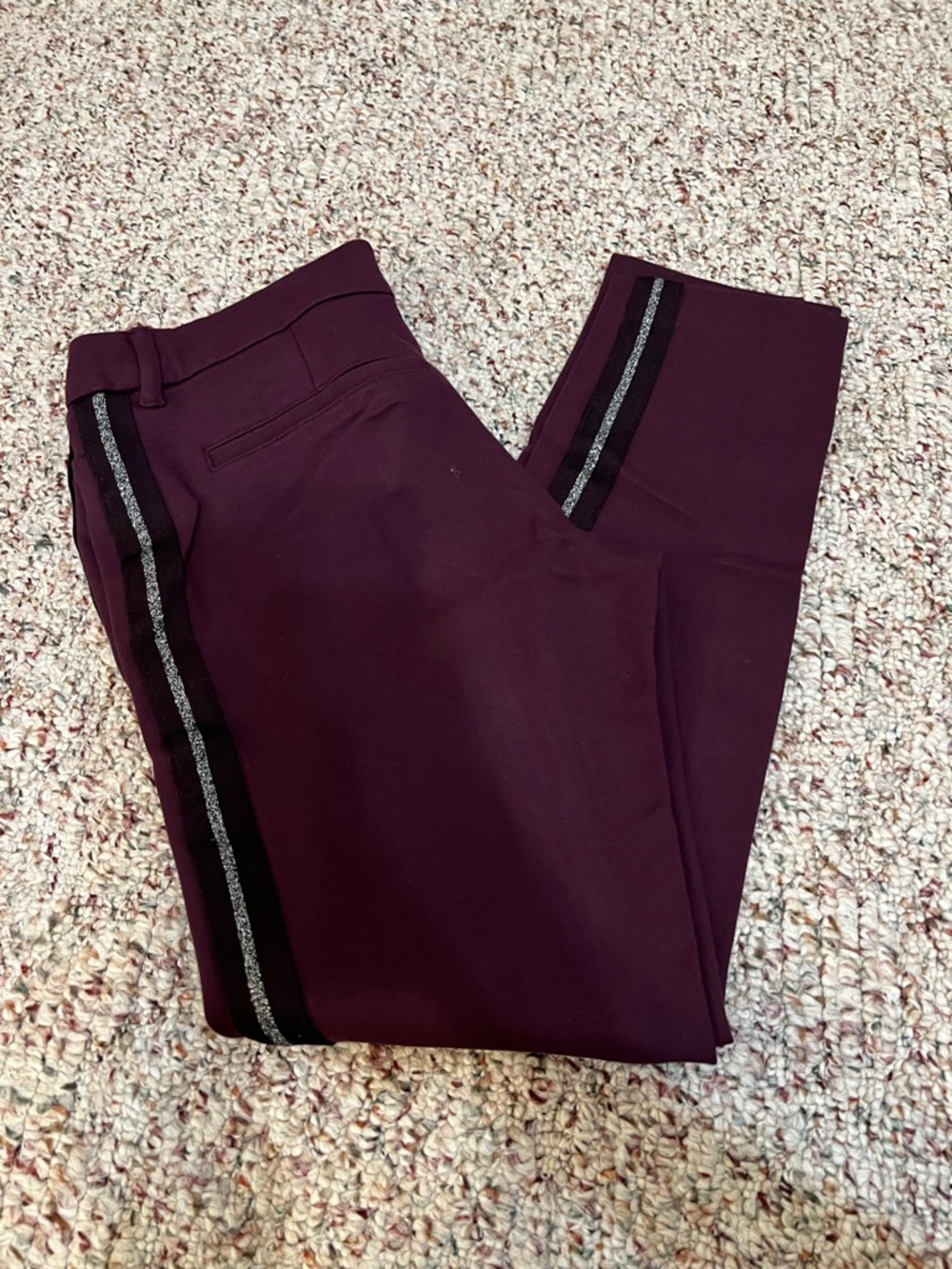 Women’s Burgundy Dress Pants with Side Stripe
